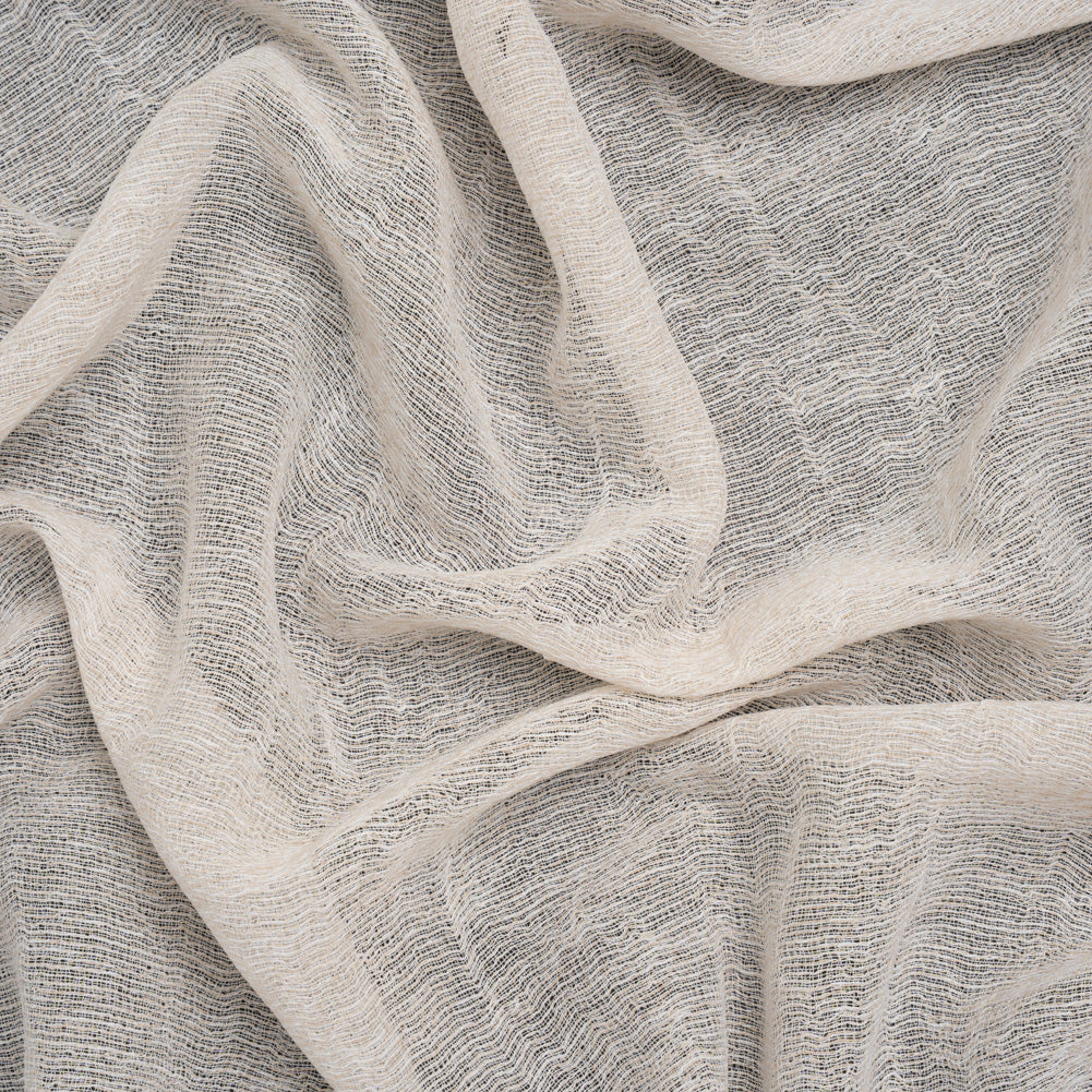 Wrinkled Look Loosely Woven Double Wide Drapery Sheers Fabric - Sand - British Imported