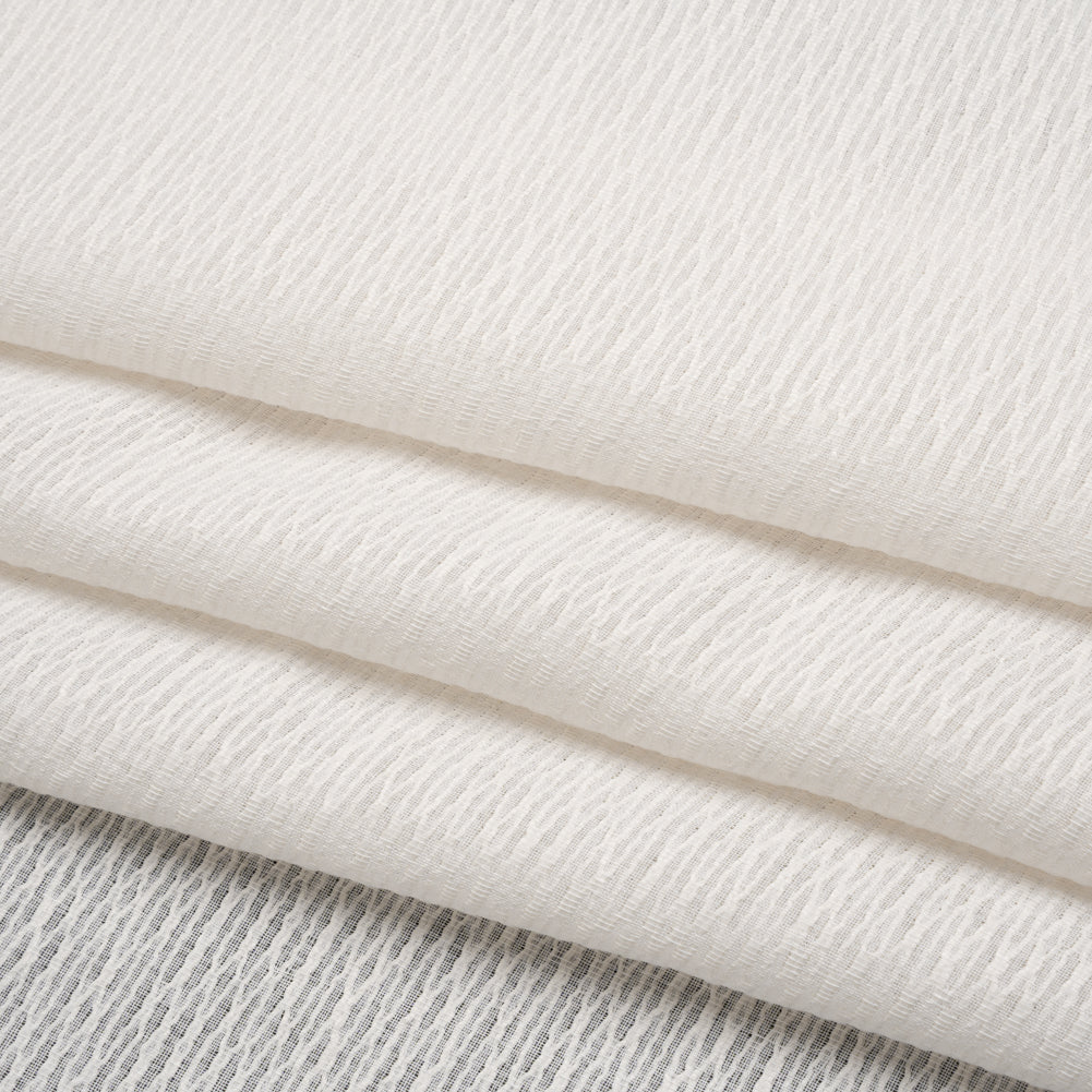 Corded Double Wide Drapery Sheers Fabric - Ecru Abstract Texture - British Imported