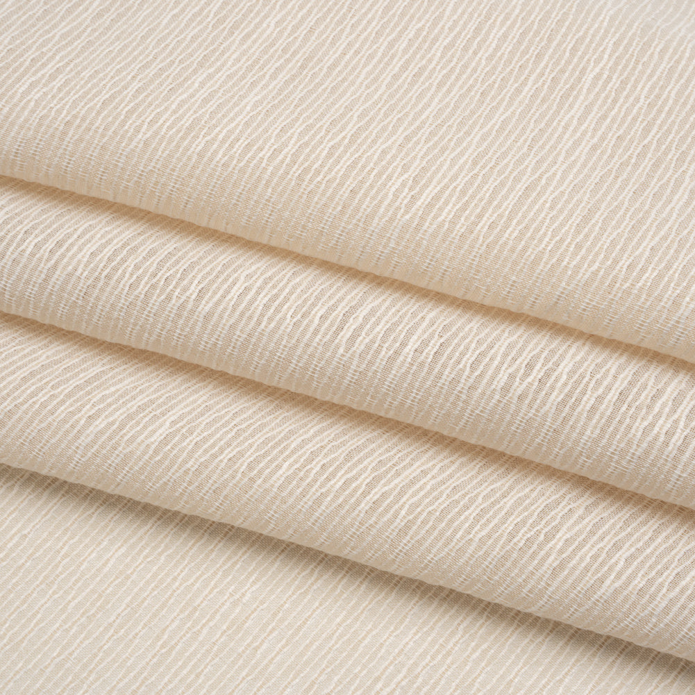 Corded Double Wide Drapery Sheers Fabric - Sand Abstract Texture - British Imported