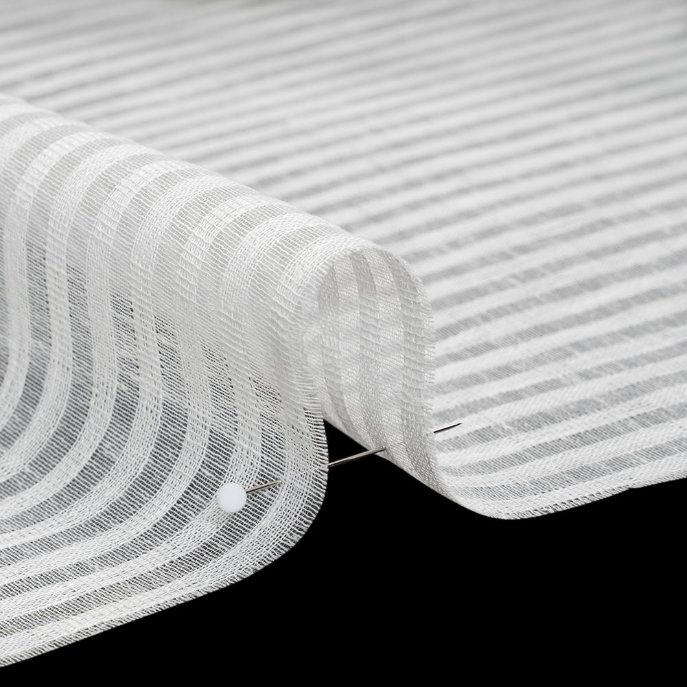 Slubbed Double Wide Drapery Sheers Woven - Chalk Sheer Stripes - British Imported