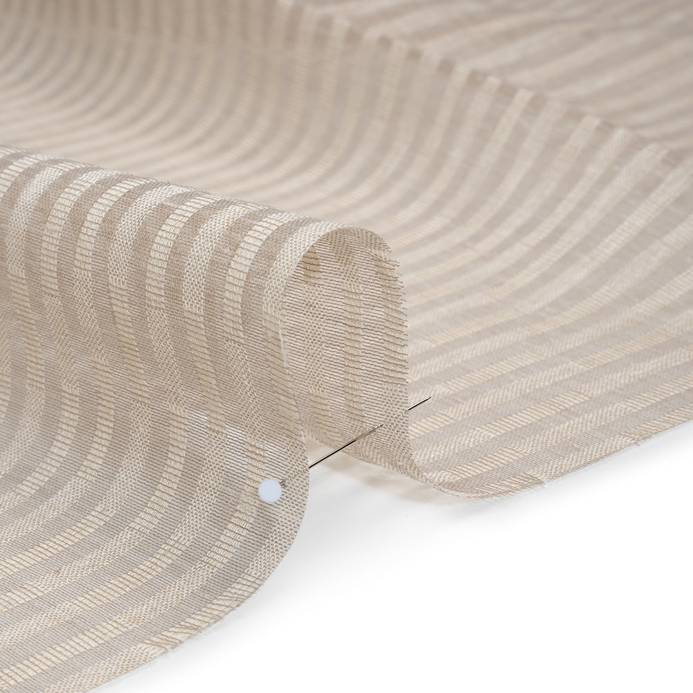 Slubbed Double Wide Drapery Sheers Woven - Smoke Sheer Stripes - British Imported