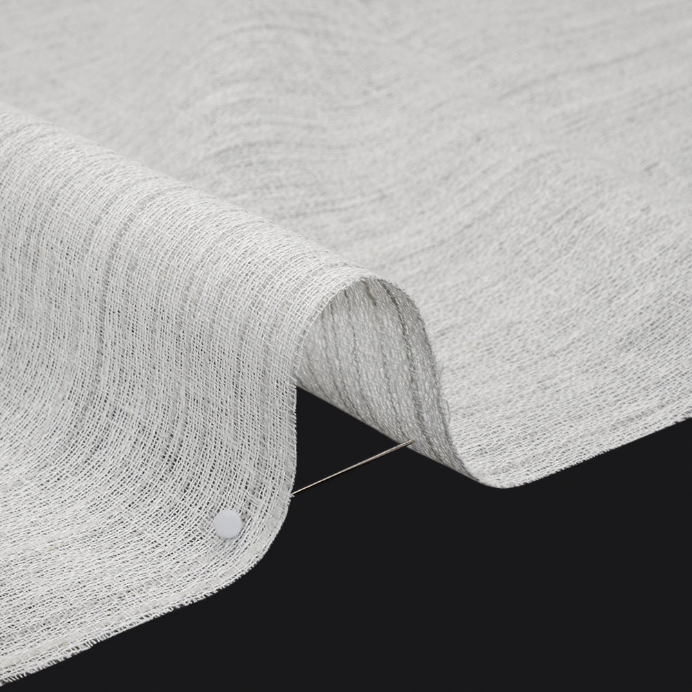 Creped Gauzy Double Wide Drapery Sheers Fabric - Pebble Slubbed Stripes - British Imported