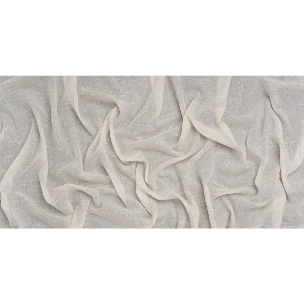 Slubbed Cotton and Linen Double Wide Drapery Sheers Fabric - Ecru Heathered - British Imported
