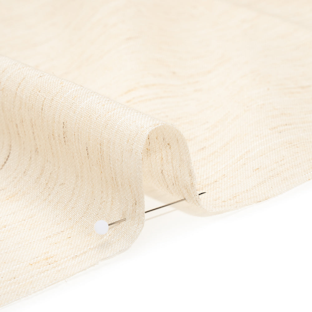 Slubbed Cotton and Linen Double Wide Drapery Sheers Fabric - Flax Heathered - British Imported