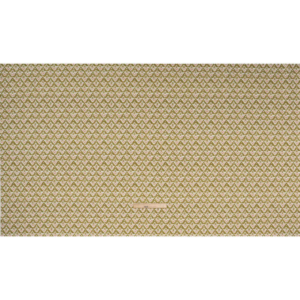 Cotton and Linen Canvas Print - Olive Rows of Diamonds - British Imported