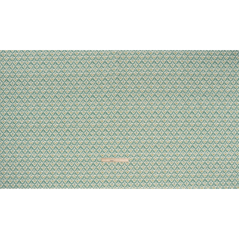 Cotton and Linen Canvas Print - Teal Rows of Diamonds - British Imported