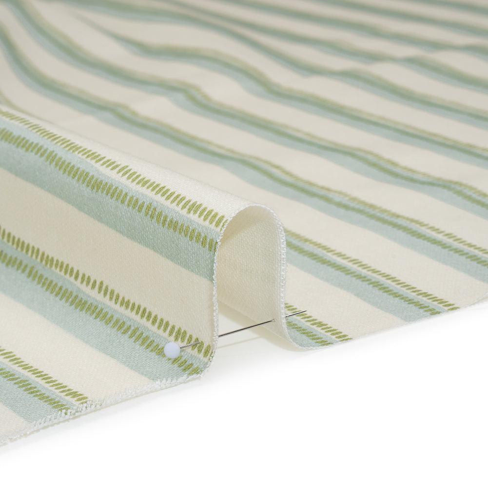 Cotton and Linen Canvas Print - Opal Stripes and Dots - British Imported