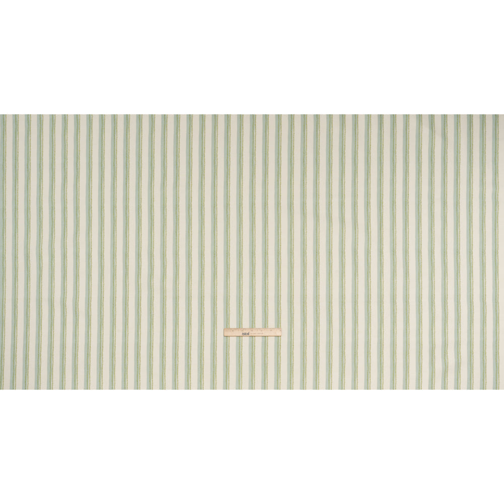 Cotton and Linen Canvas Print - Opal Stripes and Dots - British Imported