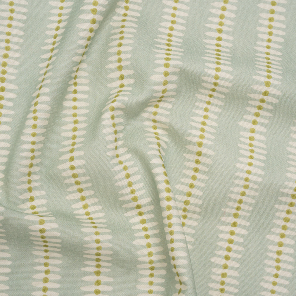 Cotton and Linen Canvas Print - Opal Dash and Dot Stripes - British Imported