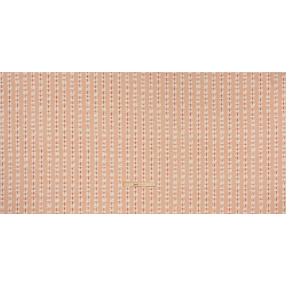 Cotton and Linen Canvas Print - Raspberry Dash and Dot Stripes - British Imported
