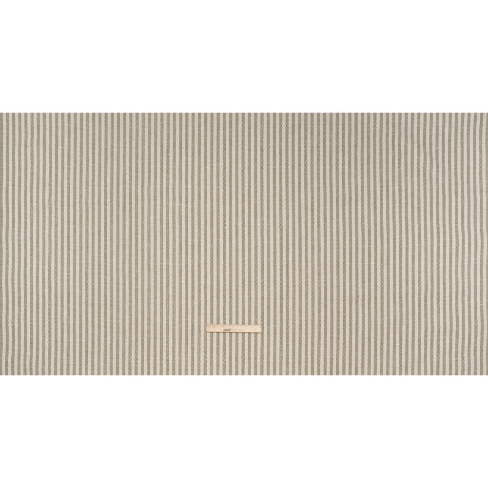 Polyester and Cotton Herringbone Twill - Sage Stripes - British Imported