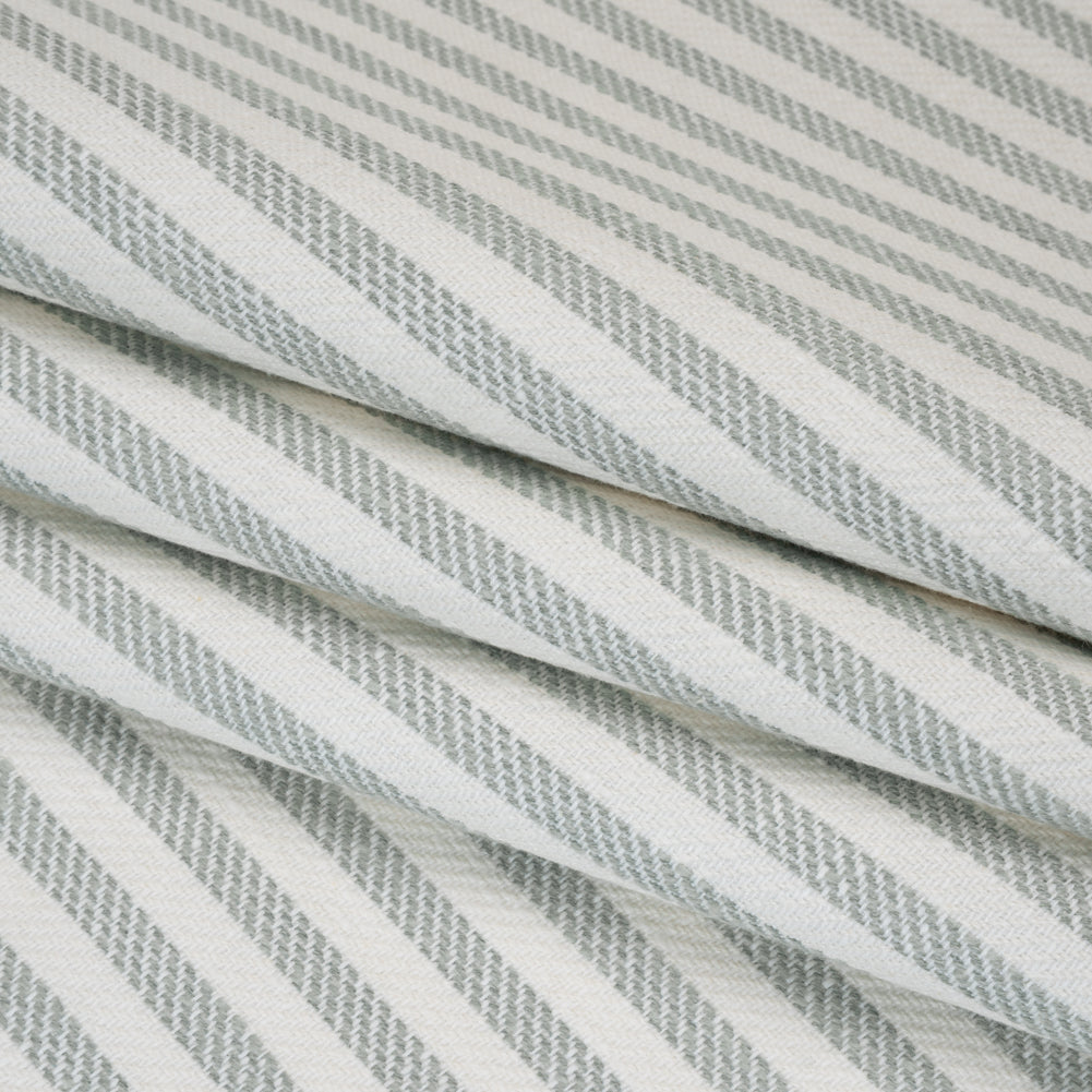 Polyester and Cotton Herringbone Twill - Seafoam Stripes - British Imported