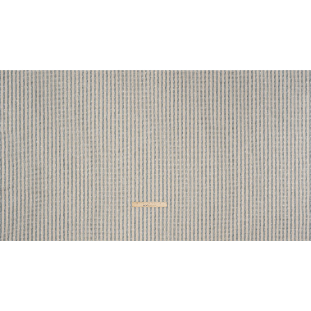 Polyester and Cotton Herringbone Twill - Teal Stripes - British Imported