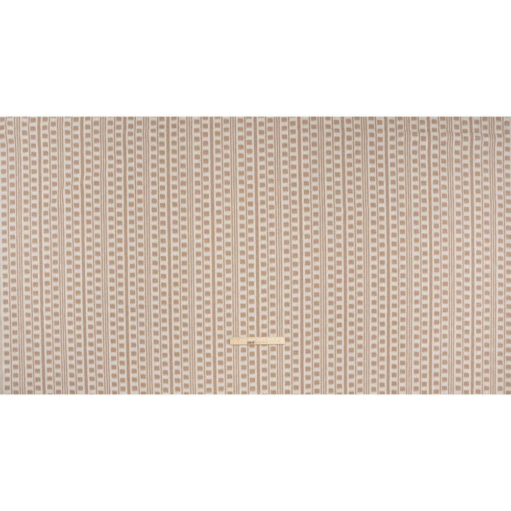 Polyester and Cotton Home Decor Jacquard - Dusky Pink Ikat Squares in Stripes - British Imported