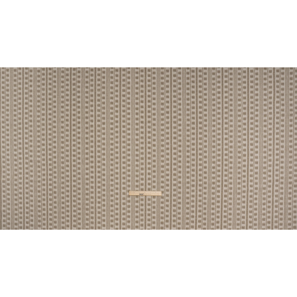 Polyester and Cotton Home Decor Jacquard - Stone Ikat Squares in Stripes - British Imported