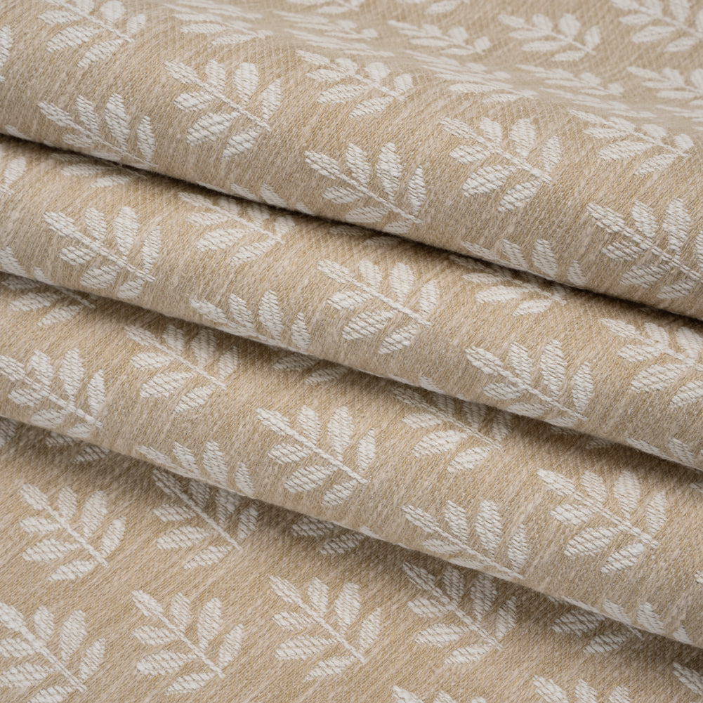 Polyester and Cotton Twill Jacquard - Natural Lines of Leaves - British Imported