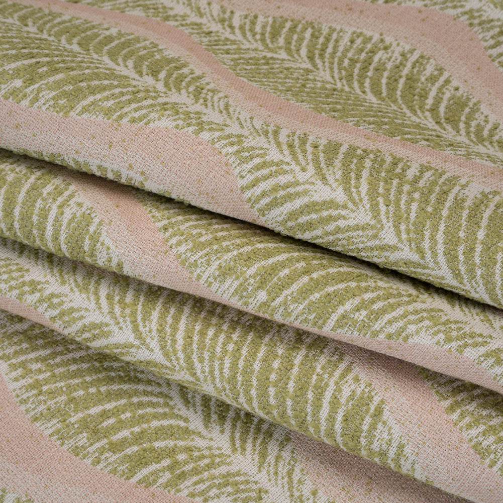 Polyester and Cotton Boucle Jacquard - Garden Leaf Ogee Waves - British Imported