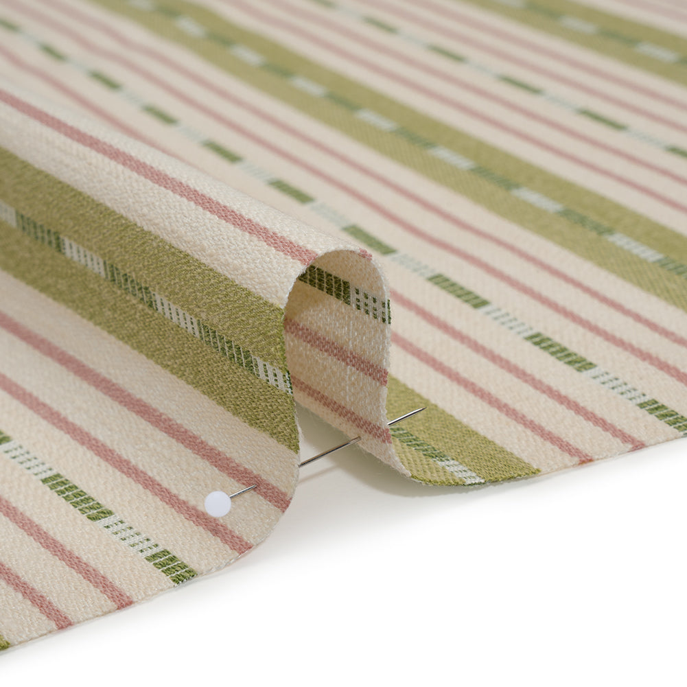 Recycled Polyester Twill Jacquard - Garden Stripes and Dashes - British Imported