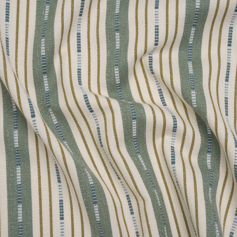 Recycled Polyester Twill Jacquard - Kingfisher Stripes and Dashes - British Imported