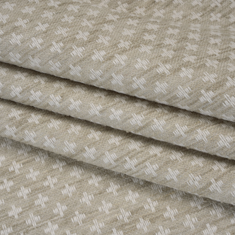 Polyester Boucle Home Decor Jacquard - Dove Plus Signs - British Imported