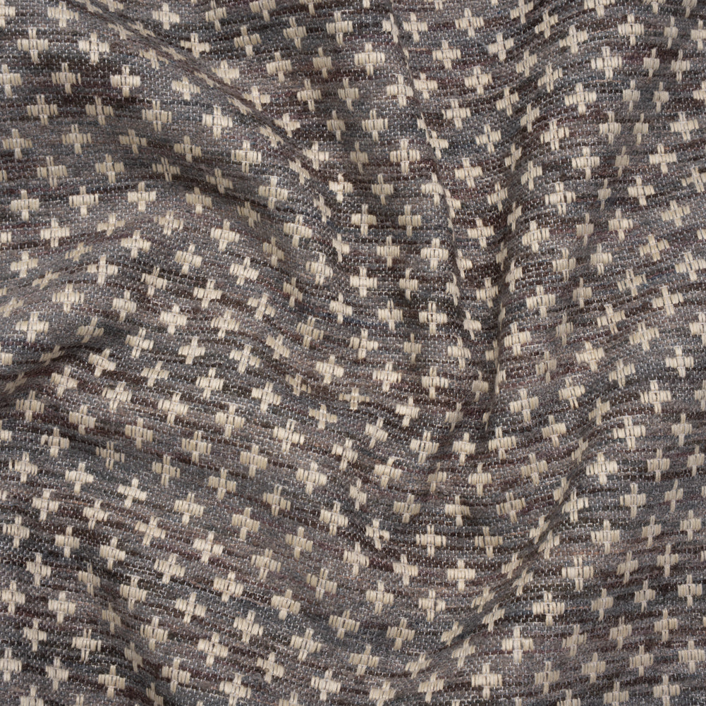 Polyester Boucle Home Decor Jacquard - Slate Plus Signs - British Imported
