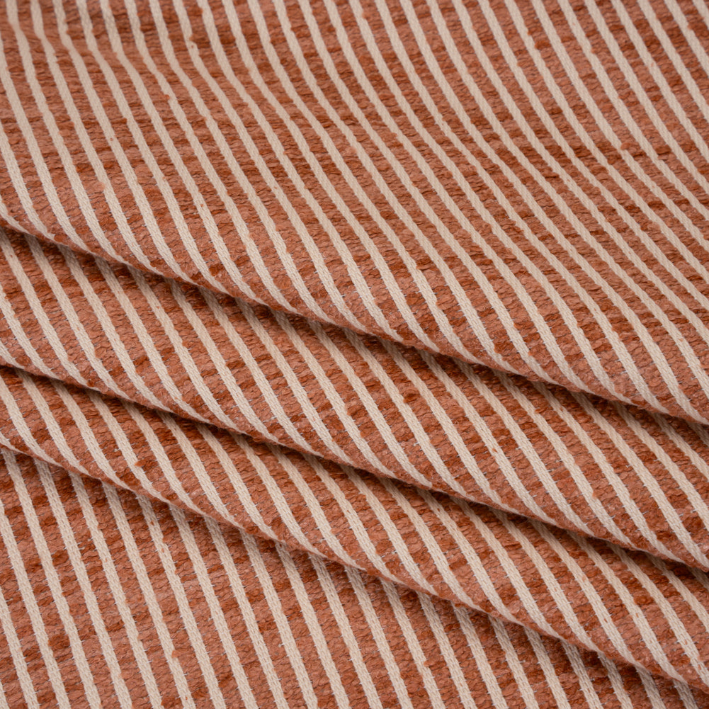 Polyester Boucle Woven - Coral Stripes - British Imported
