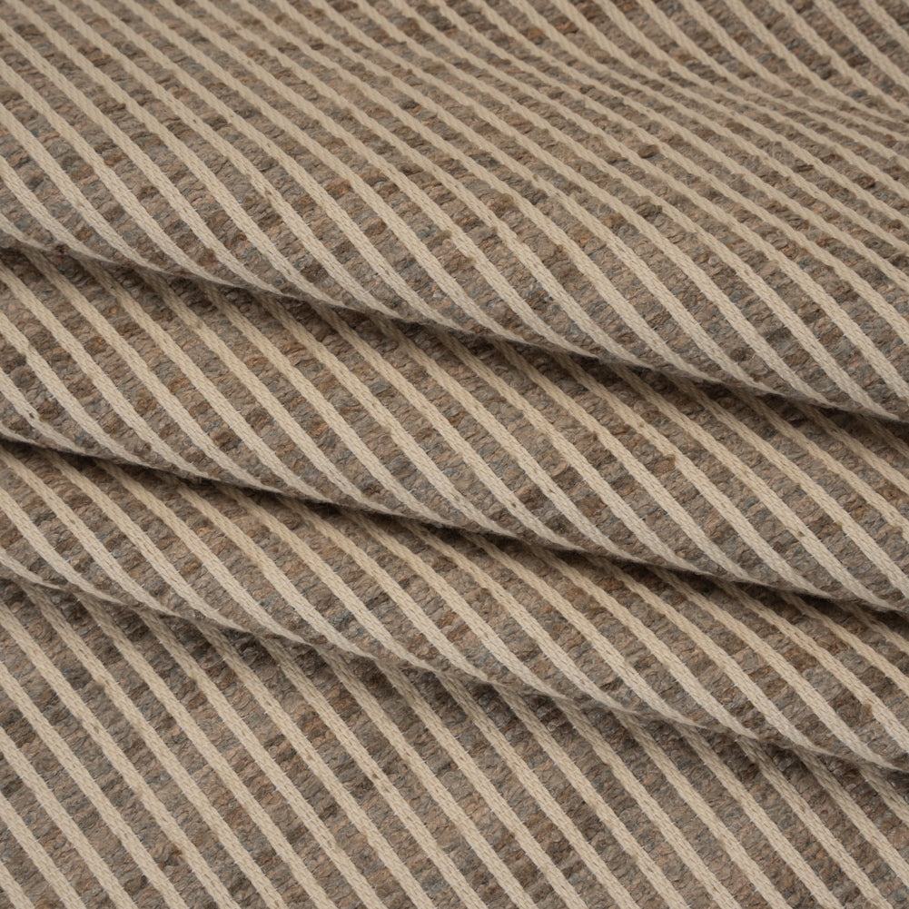 Polyester Boucle Woven - Fawn Stripes - British Imported