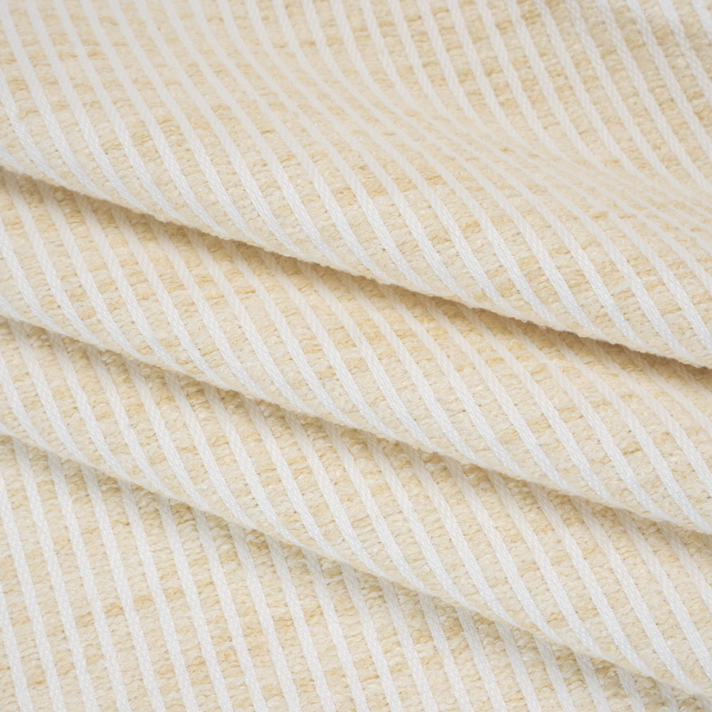 Polyester Boucle Woven - Oyster Stripes - British Imported