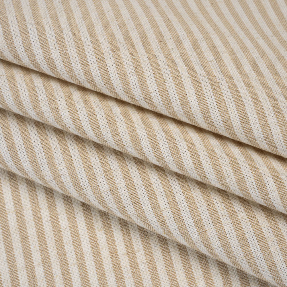 Recycled Polyester Blend Woven - Linen Candy Stripes - British Imported