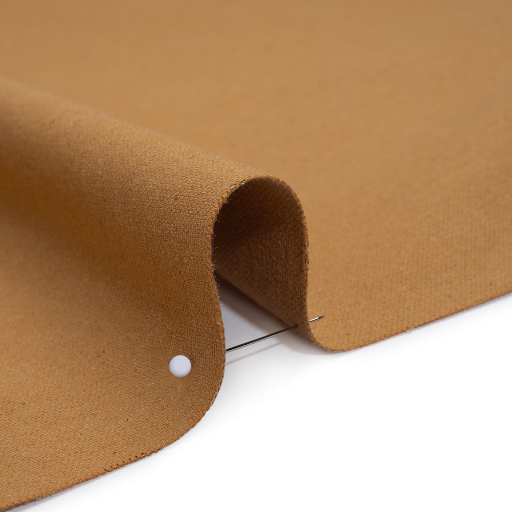 Double Wide Brushed Cotton and Linen Woven - Honey - British Imported