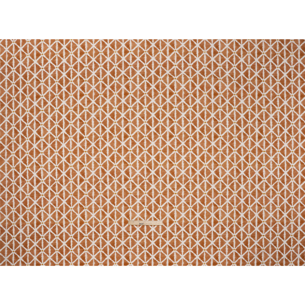Brushed Cotton and Linen Canvas Print - Marmalade Sketched Lattice with Dots - British Imported
