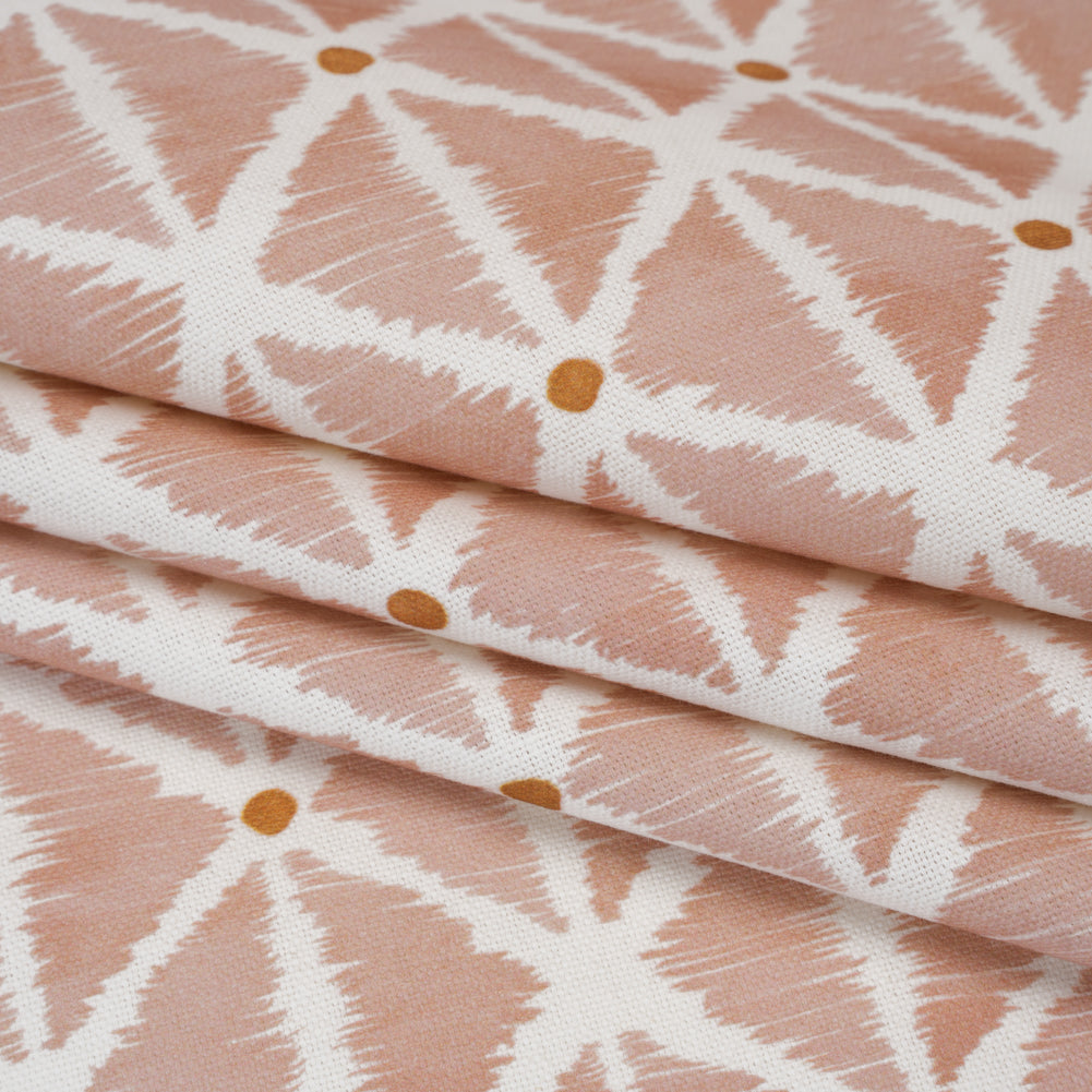 Brushed Cotton and Linen Canvas Print - Plaster Sketched Lattice with Dots - British Imported