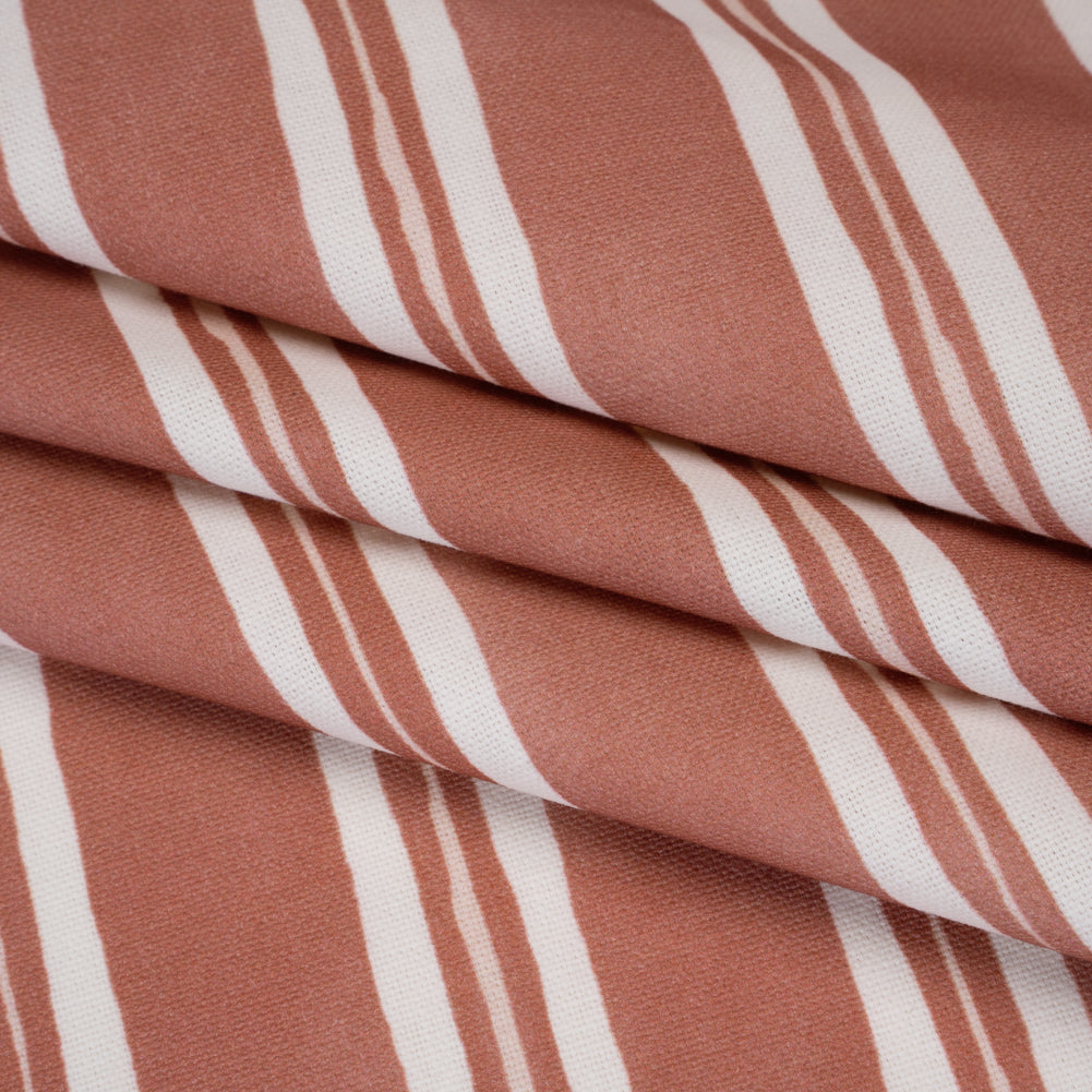 Brushed Cotton and Linen Canvas Print - Berry Painted Stripes - British Imported