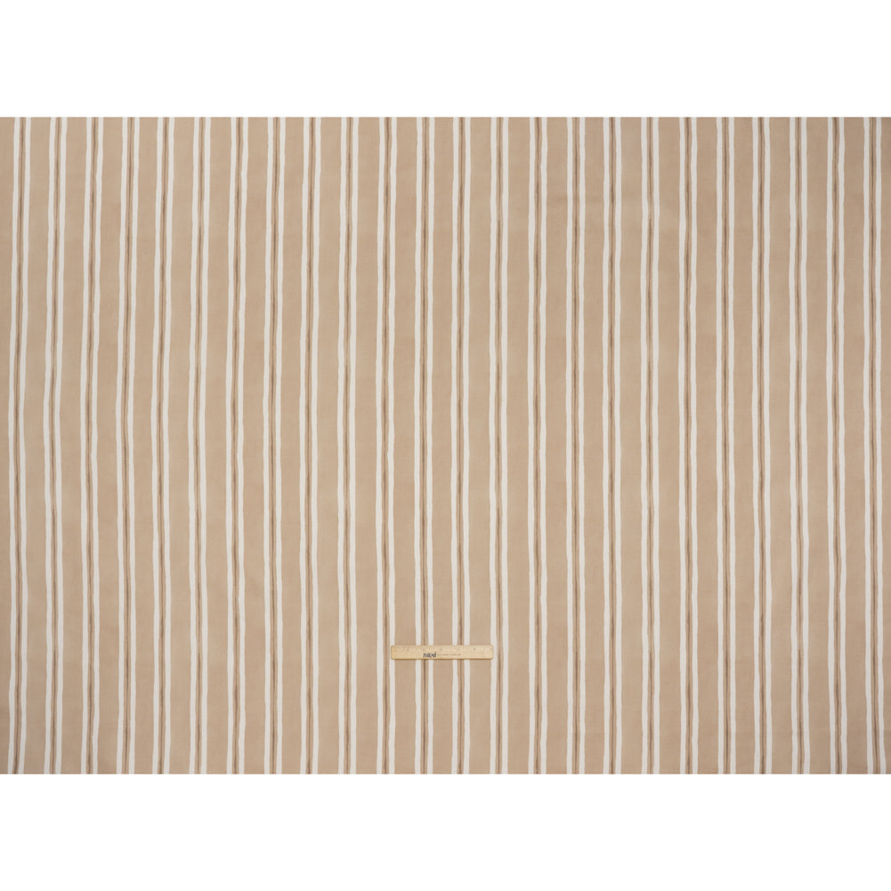 Brushed Cotton and Linen Canvas Print - Biscuit Painted Stripes - British Imported