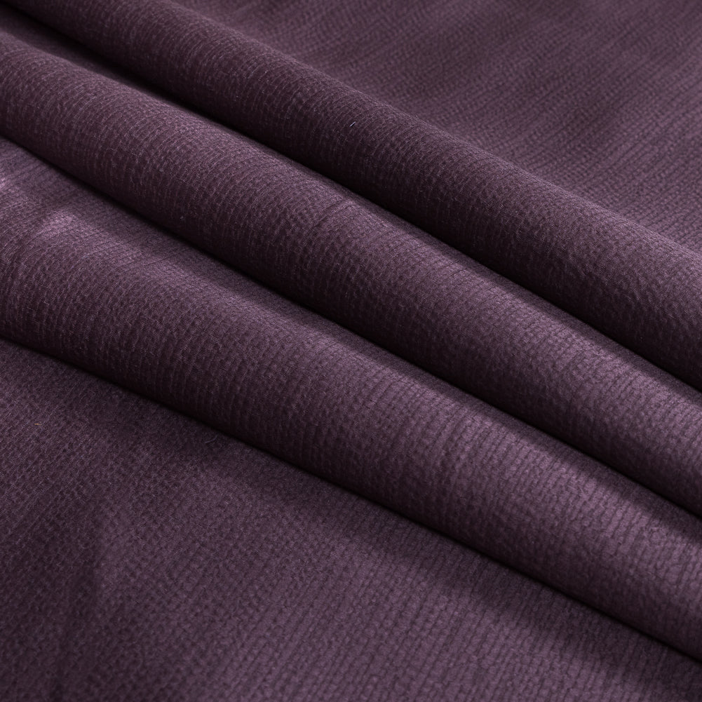 Luminous Textural Polyester Woven - Aubergine - British Imported