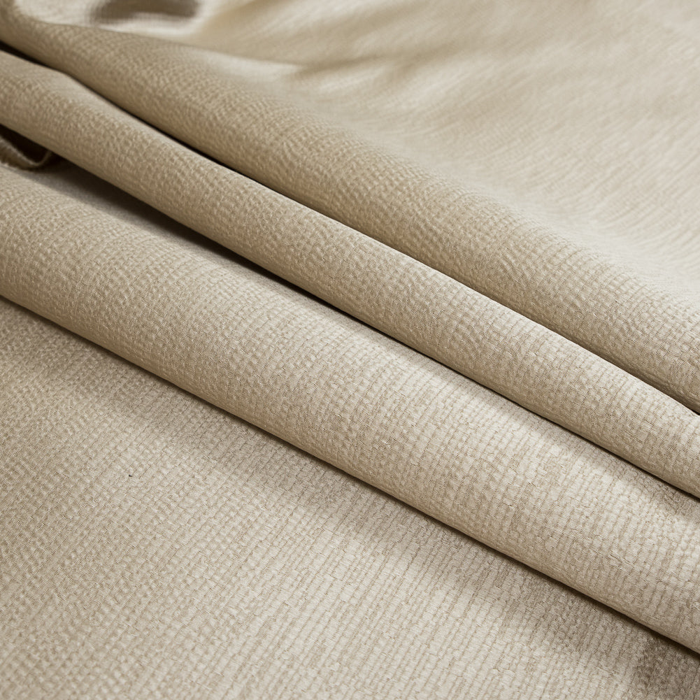 Luminous Textural Polyester Woven - Cream - British Imported