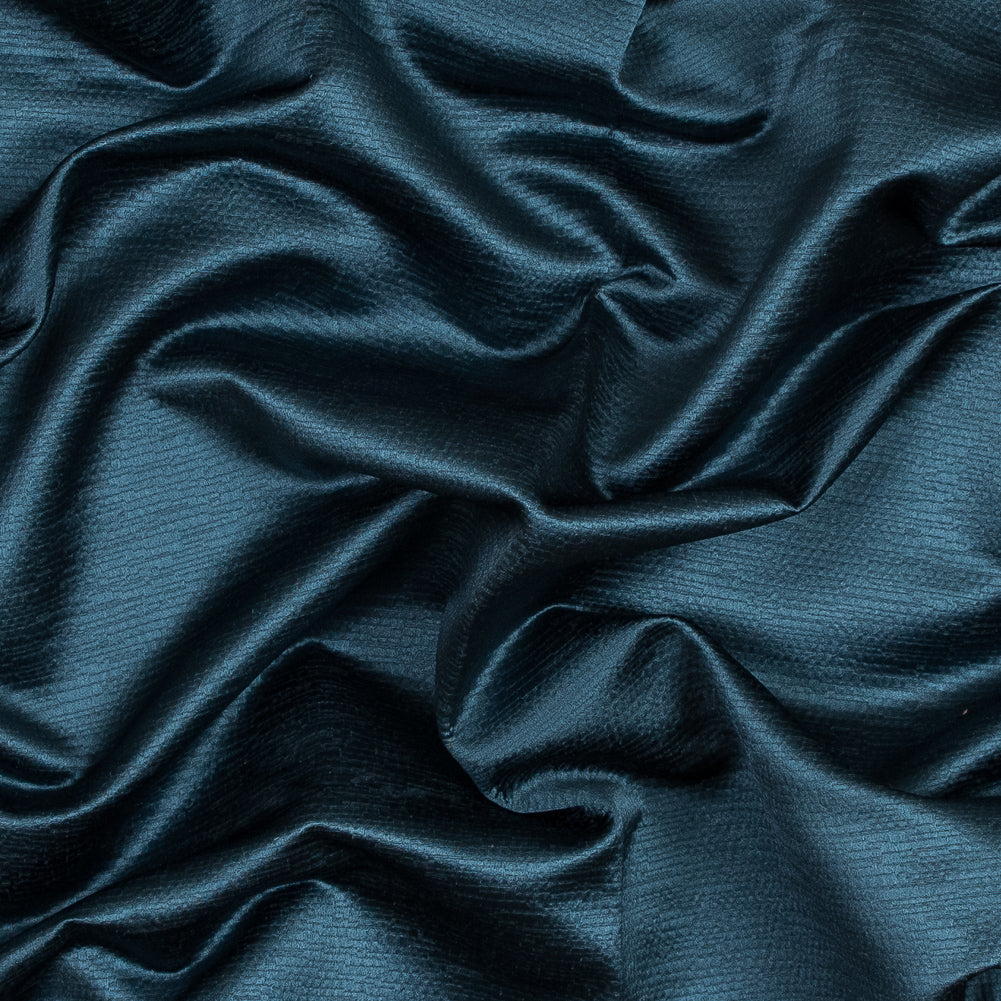 Luminous Textural Polyester Woven - Teal - British Imported