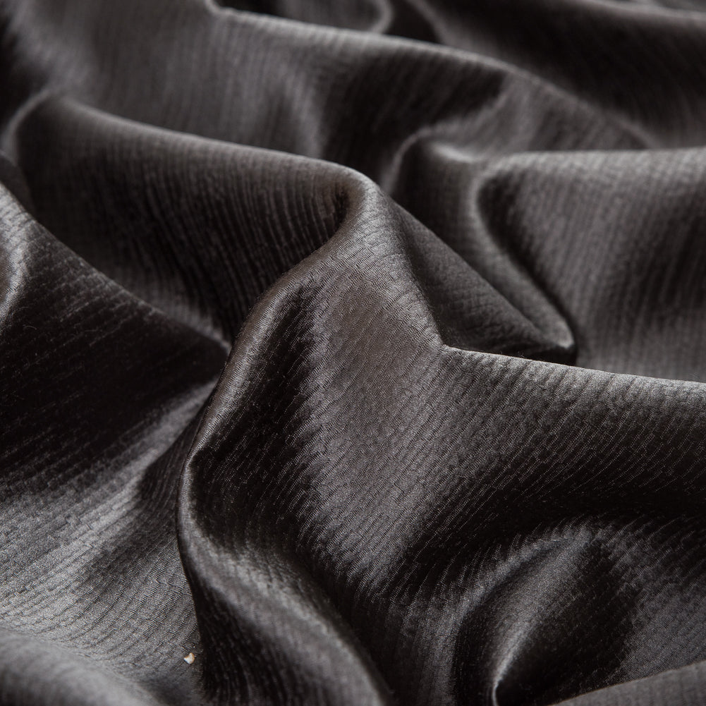 Luminous Textural Polyester Woven - Gray - British Imported