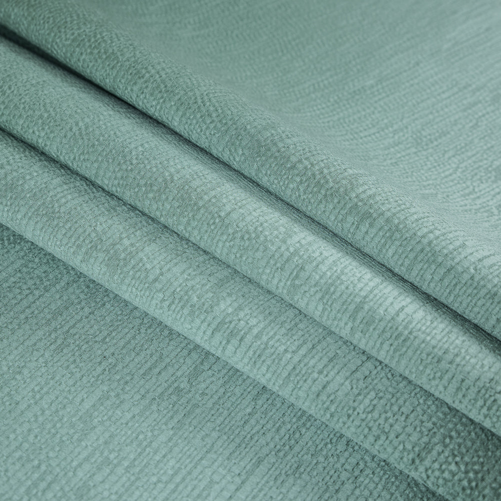 Luminous Textural Polyester Woven - Aqua - British Imported