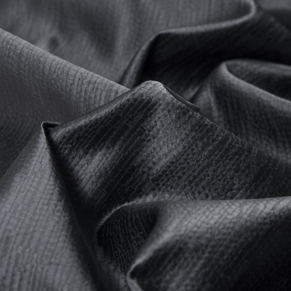 Luminous Textural Polyester Woven - Steel - British Imported