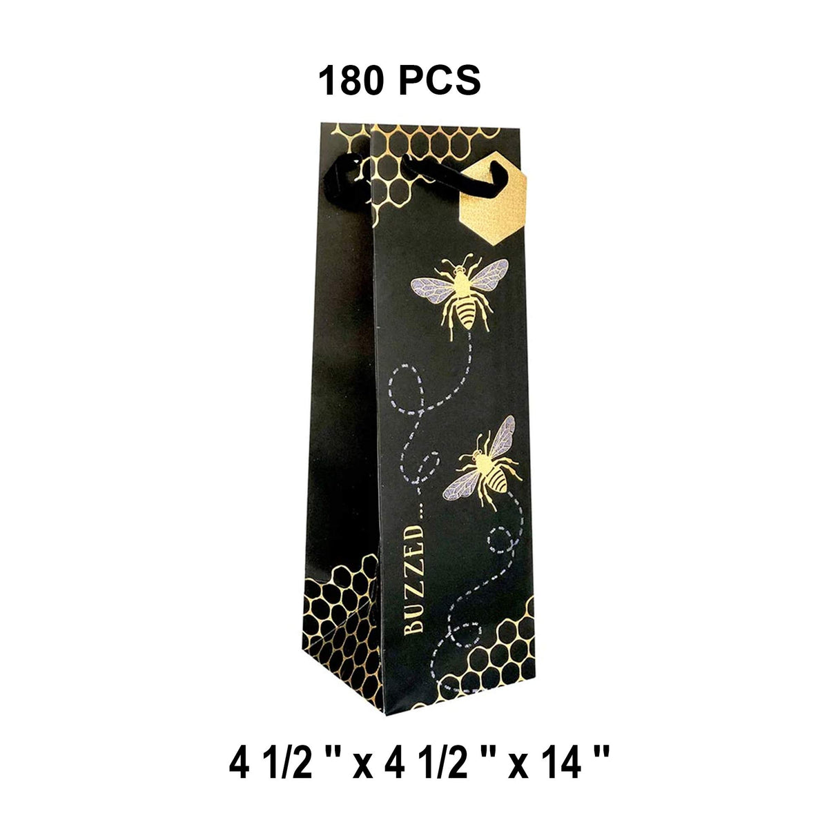 Patterned Wine Gift Bags   4 1/2" X 4 1/2" X 14"  Buzzed - 60 EACH