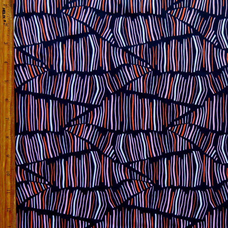 Swim Knit Nylon Spandex Abstract Lines 4-Way Stretch