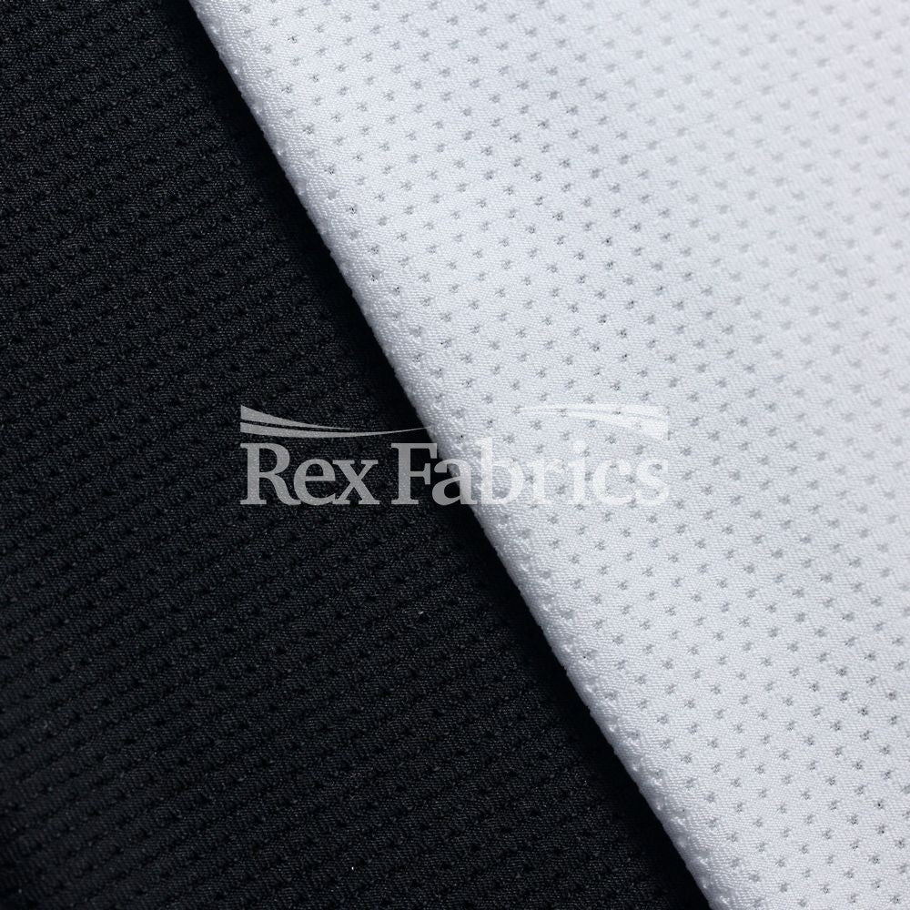 Active Mesh Polyester Spandex Fabric - Black Or White Solid Mesh, 58/60" Width (1 Yard)