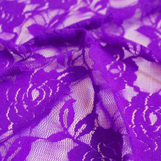 Ada Stretch Lace Nylon Spandex Fabric - Floral Pattern, 58/60" Cut Width, 56" Usable Width (1 Yard)
