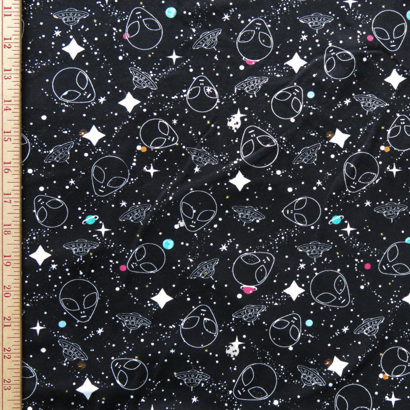 Cotton Lycra Alien Universe Print Knit Fabric