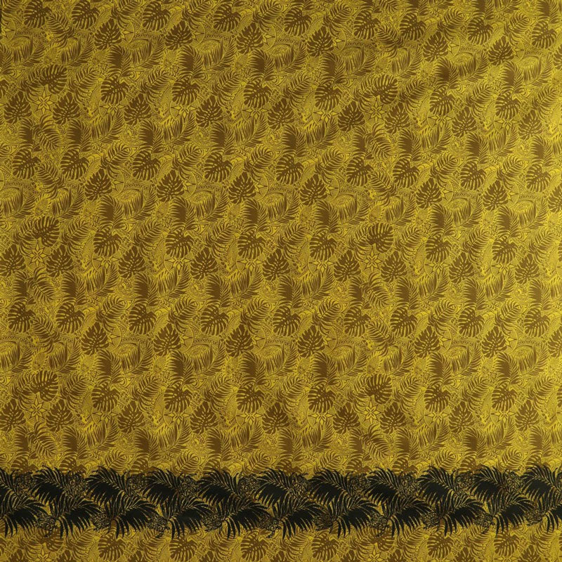 All Over Monstera Leaves Firm Fen Poly-Cotton Fabric - Monstera Leaves, Sea Turtles, Single Border, 36" X 45" (1 Yard)