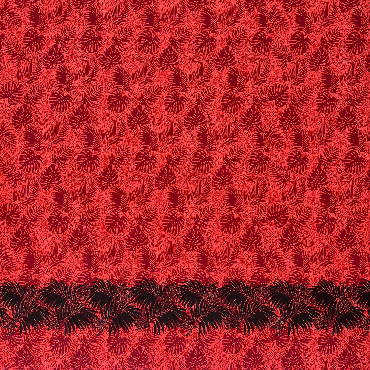 All Over Monstera Leaves Poly-Cotton Fabric - Monstera Leaves, Single Border, Tropical Print, 36" X 45" (1 Yard)