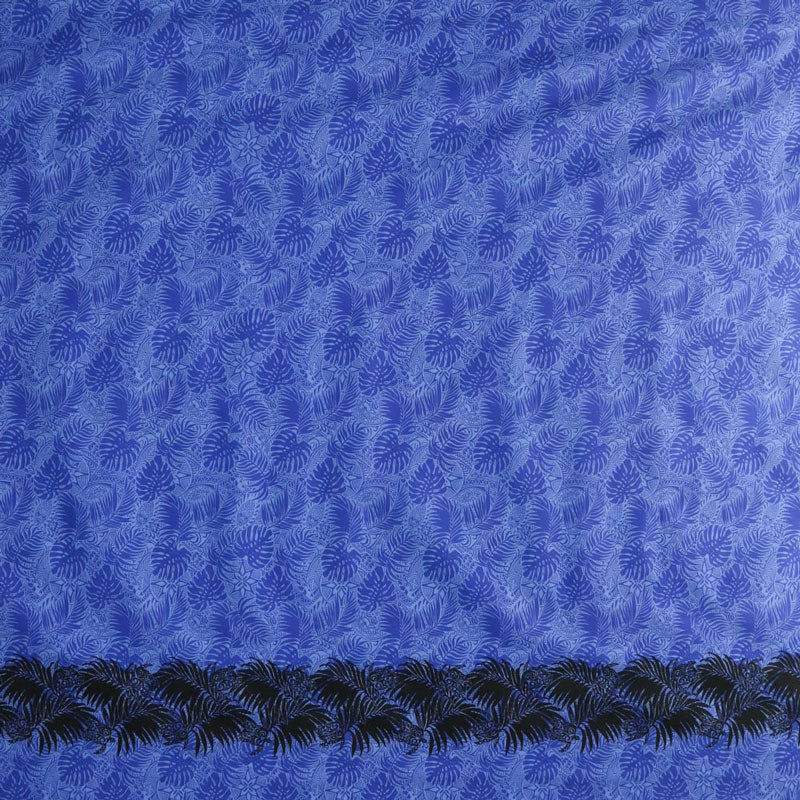 All Over Monstera Leaves Firm Fen Poly-Cotton Fabric - Monstera Leaves, Sea Turtles, Single Border, 36" X 45" (1 Yard)