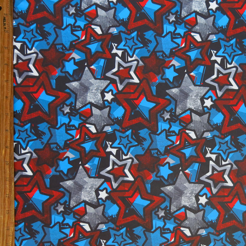 Swim Knit Americana Multicolored Stars Poly Spandex