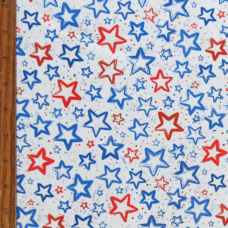 Swim Knit Americana Stars and Splatters on White